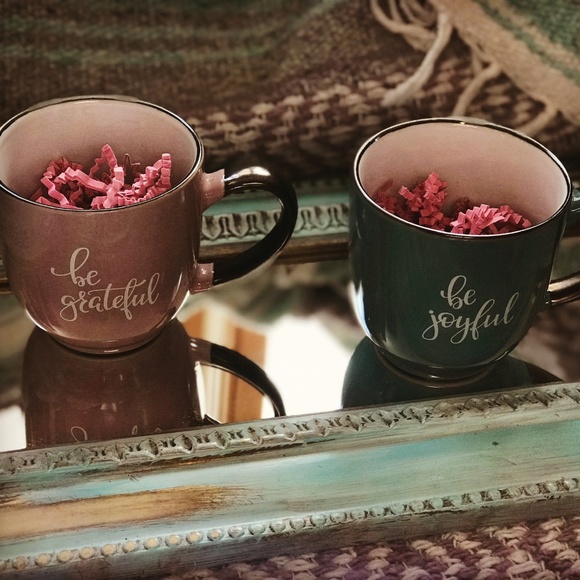 Set of mugs: “Be Grateful” (pink) & “Be Joyful” (teal) - Picture 1 of 1